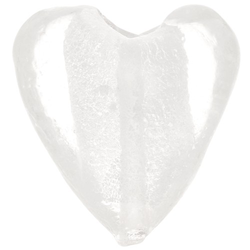 Perles coeurs feuille d'argent 20 mm Crystal x4