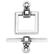 Fermoir T carré 18.5x12.5 mm - Placage Argent fin vieilli x1|raw }}