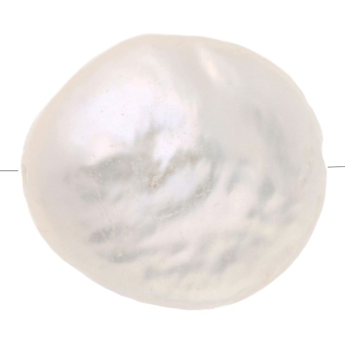 Perles d'eau douce irrégulières - palet rond 10 mm - Grade AA - Blanc x1