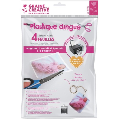 Plastique dingue imprimable A4 29.7x21 cm - Transparent x4
