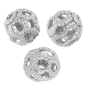Perles rondes filigranées 4 mm - Argenté x20