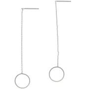 Chaines d'oreilles traversantes maille Forçat 120 mm cercle - Acier inox 304L x2