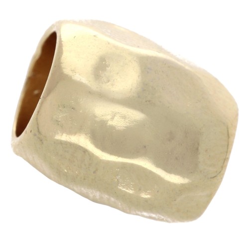 Perle tube martelé 12x11 mm - Doré à l'or fin x1