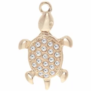 Pendentif tortue 27x15.5 mm pour cabochon 1.8 mm - Doré à l'or fin x1