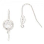 Crochets d'oreilles 19 mm Crystal/Placage argent fin x2