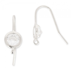 Crochets d'oreilles 19 mm Crystal/Placage argent fin x2