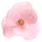 Pendentifs fleur en relief 40 mm en Acrylique Acier inox Doré Rose clair marbré x2|raw }}