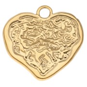 Pendentif coeur irrégulier martelé 23x24 mm - Acier inoxydable 304 Doré x1|raw }}