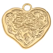 Pendentif coeur irrégulier martelé 23x24 mm - Acier inoxydable 304 Doré x1