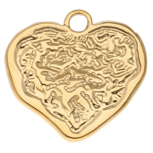 Pendentif coeur irrégulier martelé 23x24 mm - Acier inoxydable 304 Doré x1