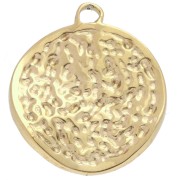 Pendentif rond irrégulier martelé 16 mm - Acier inoxydable 304 Doré x1|raw }}