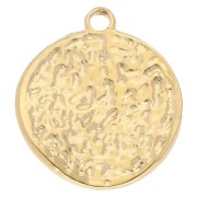 Pendentif rond irrégulier martelé 20 mm - Acier inoxydable 304 Doré x1