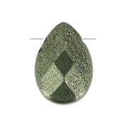 Perles Briolettes plates 14x10 mm en pierre gemme Pyrite x4