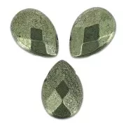 Perles Briolettes plates 14x10 mm en pierre gemme Pyrite x4