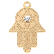 Pendentif main de Fatma avec étoile de David 28x19 mm Acier inoxydable 304 Doré x1|raw }}