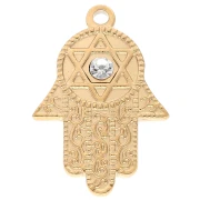 Pendentif main de Fatma avec étoile de David 28x19 mm Acier inoxydable 304 Doré x1