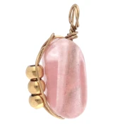 Breloque rectangle 13x6 mm imitation Strawberry quartz - Acier inox 304 Doré x1