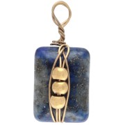 Breloque rectangle 13x6 mm - pierre gemme Lapis lazuli - Acier inox 304 Doré x1|raw }}