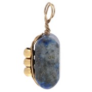 Breloque rectangle 13x6 mm - pierre gemme Lapis lazuli - Acier inox 304 Doré x1