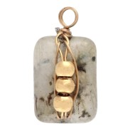 Breloque rectangle 13x6 m - pierre gemme Labradorite - Acier inox 304 Doré x1|raw }}