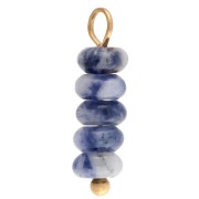 Breloque rondelles 4.5 mm - Pierre gemme Sodalite - Acier inox 304 Doré x1|raw }}