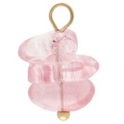 Breloque chips 16 mm imitation Strawberry quartz - Acier inoxydable 304 Doré x1|raw }}