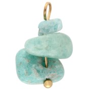 Breloque chips 16 mm Amazonite - Acier inoxydable 304 Doré x1|raw }}