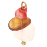 Breloque chips 16 mm imitation Cornaline - Acier inoxydable 304 Doré x1|raw }}