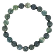Bracelet élastique 18 cm en perles rondes 8 mm Green Agate|raw }}