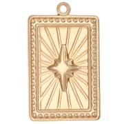 Pendentif rectangle motif étoile résine époxy 28x18 mm Acier inox 304 Doré Bleu x1