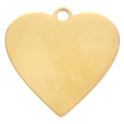 Pendentif coeur 20 mm motif oeil avec strass - Acier inoxydable 304 Doré x1