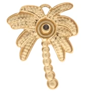 Breloque palmier 17x13 mm avec strass - Acier inoxydable 304 Doré - Cristal x1