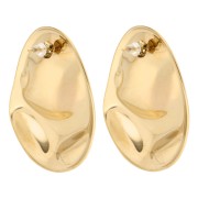 Boucles d'oreilles ovales 47x35 mm effet plissé - Acier inoxydable 304 doré x2