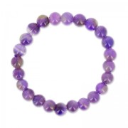 Bracelet élastique 18 cm en perles rondes 8 mm Amethyste|raw }}