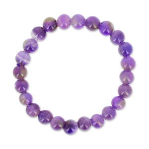 Bracelet élastique 18 cm en perles rondes 8 mm Amethyste