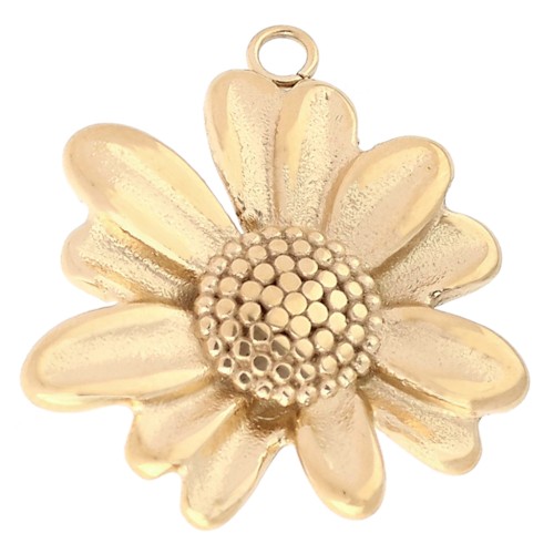 Pendentif fleur marguerite 21 mm - Acier inoxydable 304 Doré x1