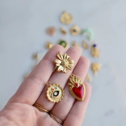 Pendentif fleur marguerite 21 mm - Acier inoxydable 304 Doré x1