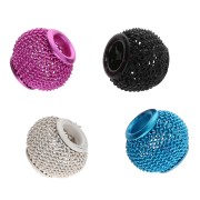 Cadeau - Perles rondes aplaties résille métallique 12 mm - Couleur aléatoire x10