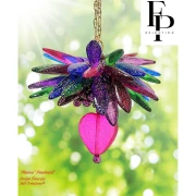 Perles Daggers en verre 5x16 mm - Transparent Constellation Rose Fuchsia x25