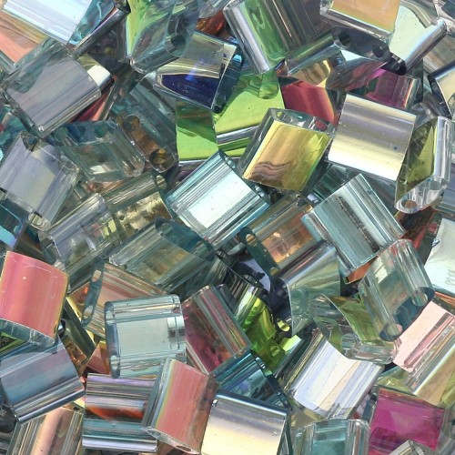 Miyuki Tila Beads 5x5x1.9 mm TL-55025 - Crystal Blue Rainbow x10g