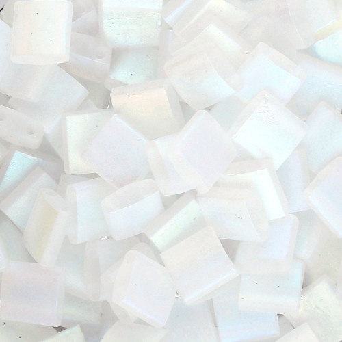 Miyuki Tila Beads 5x5x1.9 mm TL-55107 - Crystal AB Full Mat x10g