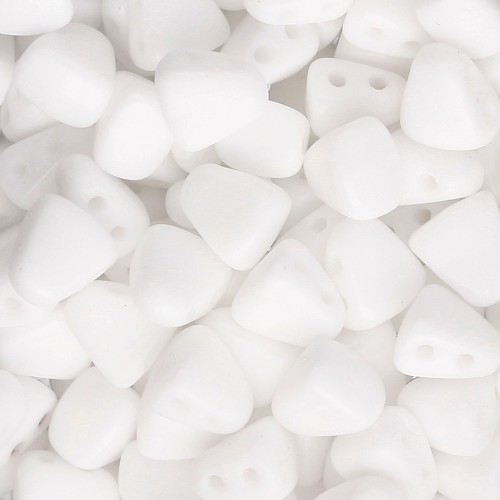 Perles en verre tchèque deux trous Nib-Bit 6x5 mm - Opaque White x10g