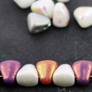 Perles en verre tchèque deux trous Nib-Bit 6x5 mm - Opaque Champagne Luster x10g