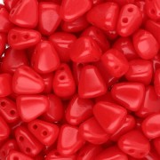 Perles en verre tchèque deux trous Nib-Bit 6x5 mm - Opaque Red Corail x10g|raw }}