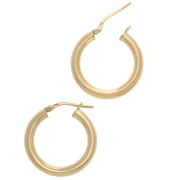 Créoles rondes lisses 21 mm - Fil 3 mm - Argent 925 Doré à l'or fin x2