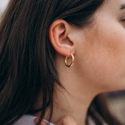 Créoles rondes martelées 21 mm - Fil 3 mm - Argent 925 x2