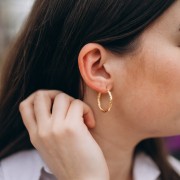 Créoles rondes martelées 26 mm - Fil 3 mm - Argent 925 x2