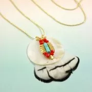 Plume de faisan rayée 6-11 cm Bleu x1