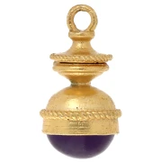 Pendentif lanterne 28x15 mm pierre gemme - Amethyste - Doré à l'or fin x1