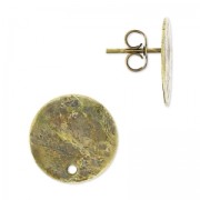 Clous d'oreilles disque froissé un trou 10 mm bronze x2|raw }}